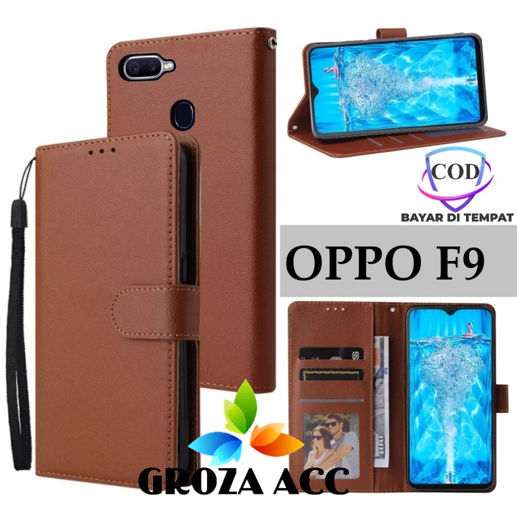 Flip Case OPPO F9 Case Wallet Kulit Casing Dompet Case Wallet Leather Flip Case OPPO F9 Casing hp le