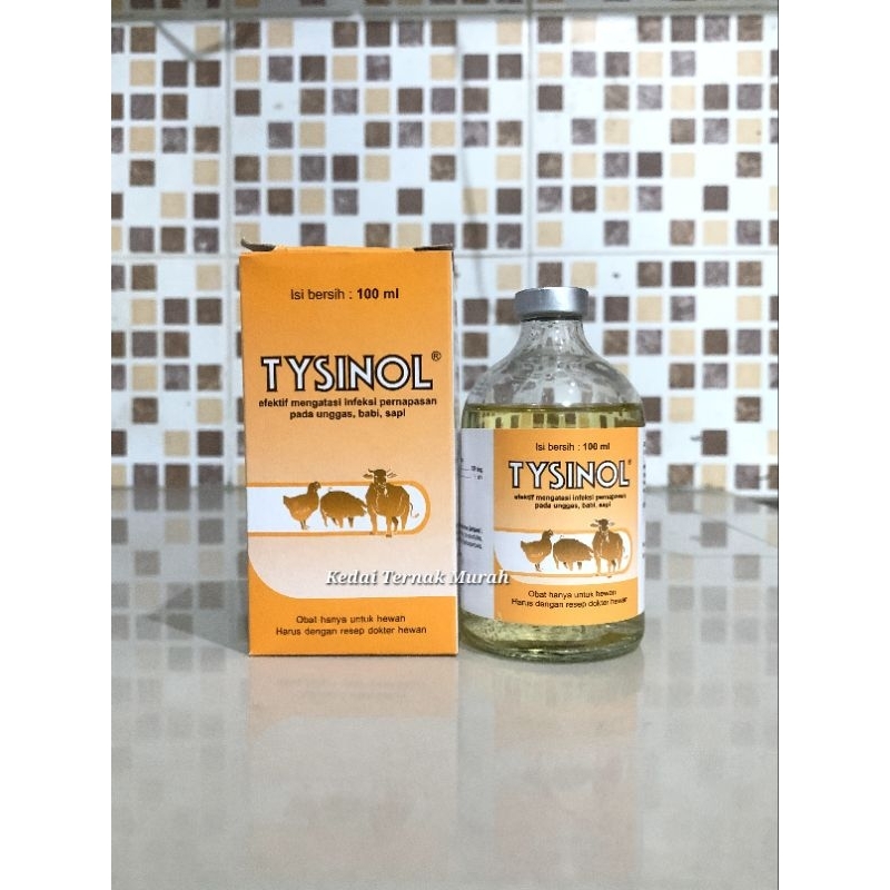 Tysinol 100 ml inj Antibiotik Pernapasan Hewan Ternak Sapi Kambing Babi Bebek Ayam Unggas