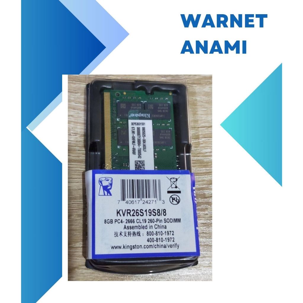 RAM KINGSTON SODIMM DDR4 8GB PC 21300 / 2666MHz