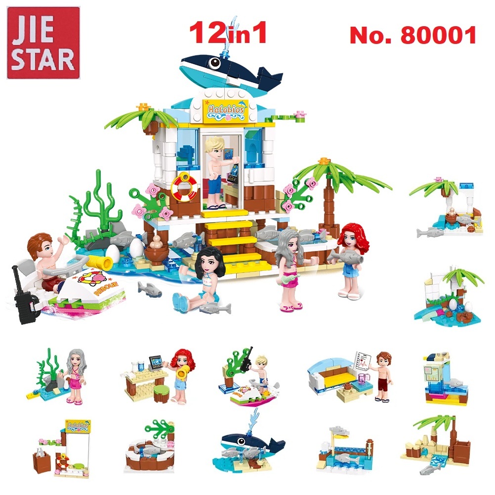 Brick Block Jie Star 80001 1-12 Dream Town 12in1 ( Marine Rescue Station )