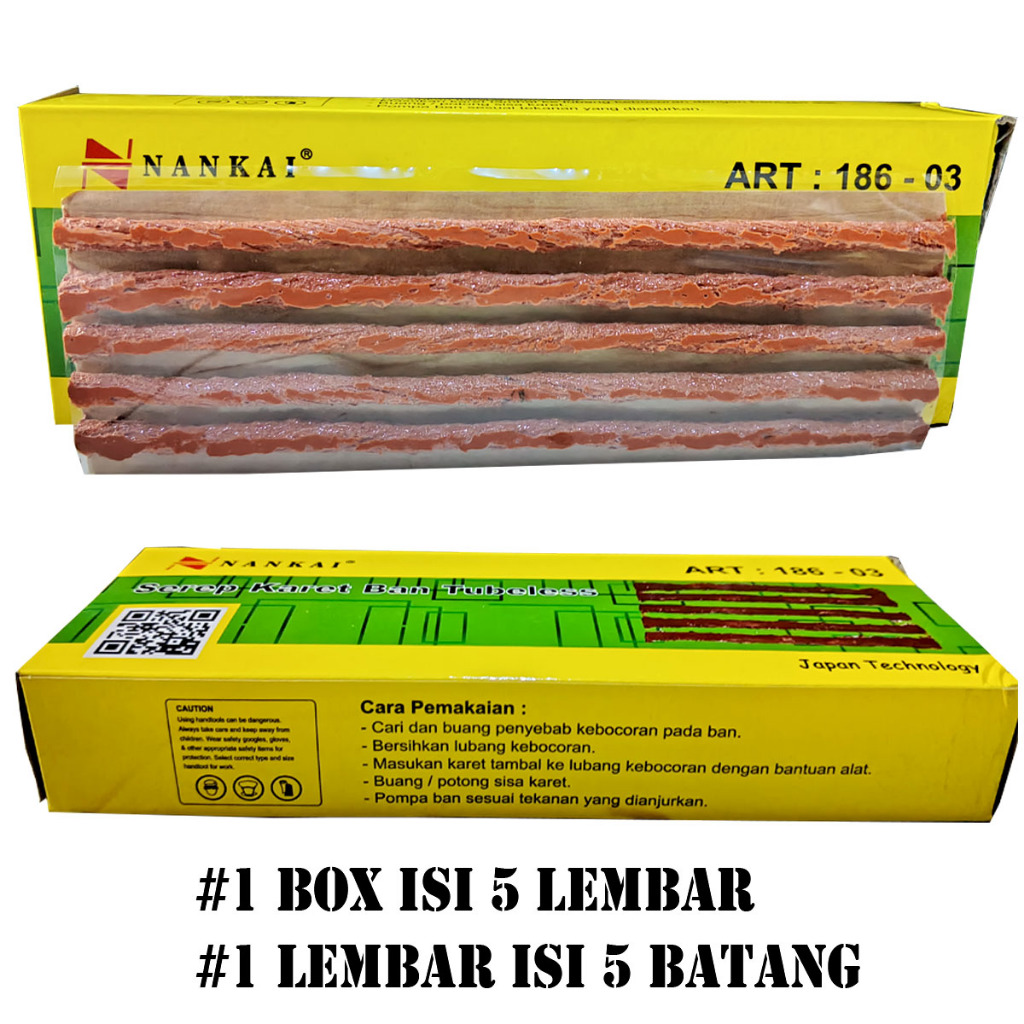 NANKAI refill Isi 5 ulang Cacing Karet Ban tambal Tubeless tubles lem sekelas tekiro