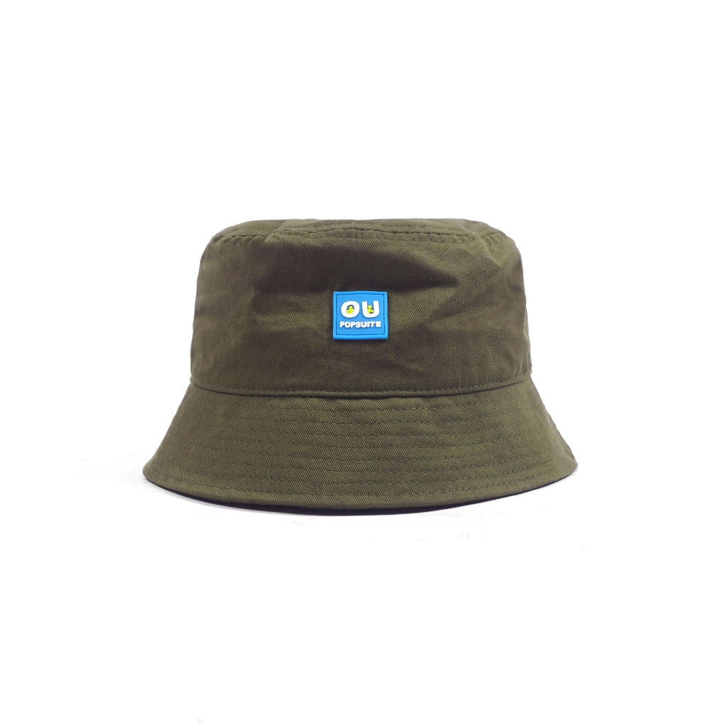 POPSUITE Topi Bucket Hat Hijau Olive Green Army | Topi Bucket Pria | Topi Pria | Topi Unisex