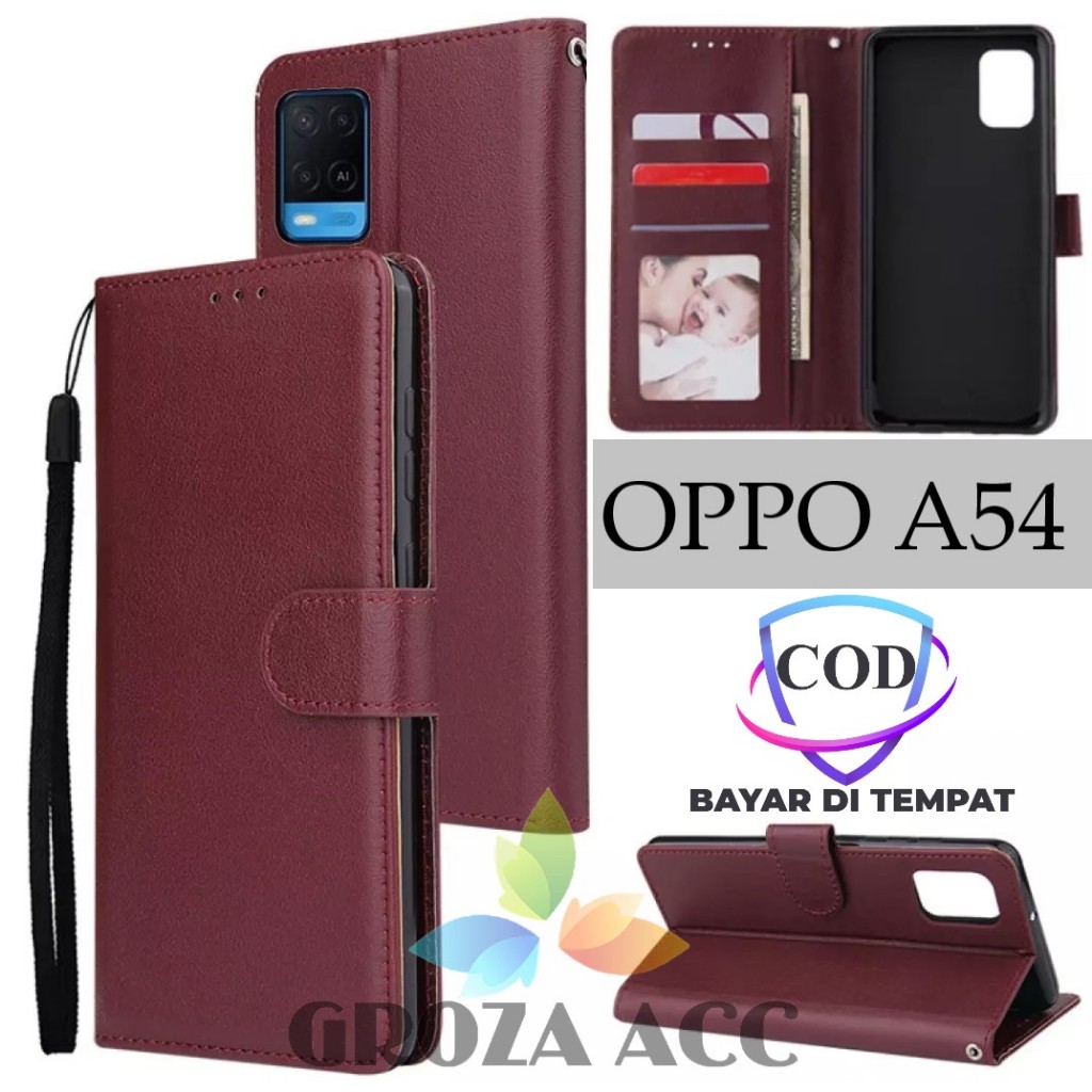 Flip Case OPPO A54 Case Wallet Kulit Casing Dompet Case Wallet Leather Flip Case OPPO A54 Casing hp 