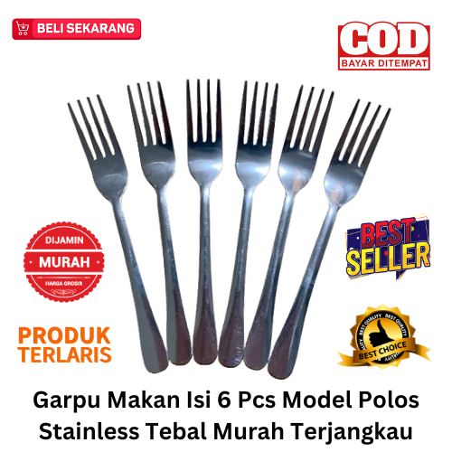 [BISA COD] DISKON Garpu Makan Isi 6 Pcs Model Polos Stainless Tebal 189 27gr Harga Murah Terjangkau 