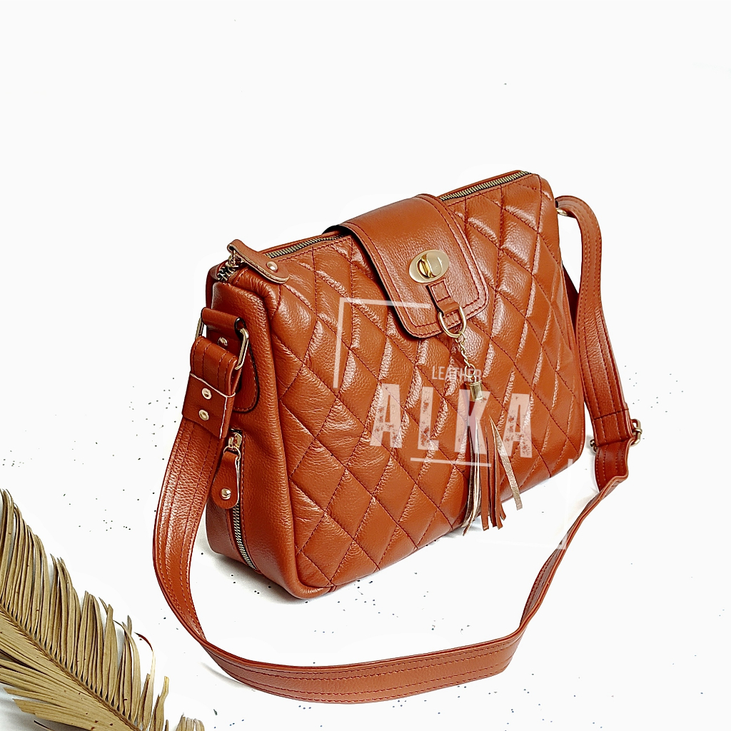 Tas Kulit Garut Tas Selempang Wanita Tas Kulit Sapi Pull Up Size M Jumbo