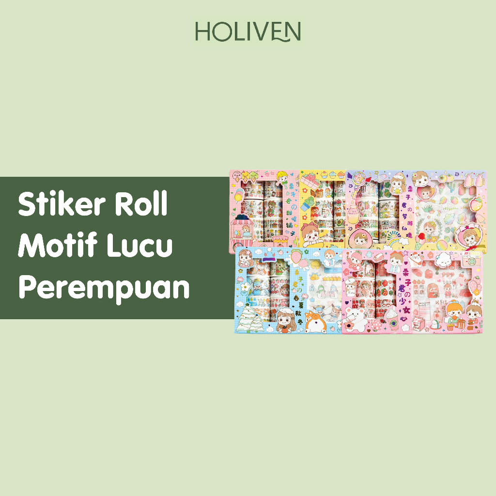 

Holiven Stiker 1 Set Box Premium Karakter Lucu + Roll Stiker + Stiker Super Cute / Stiker Gift Kado Hadiah