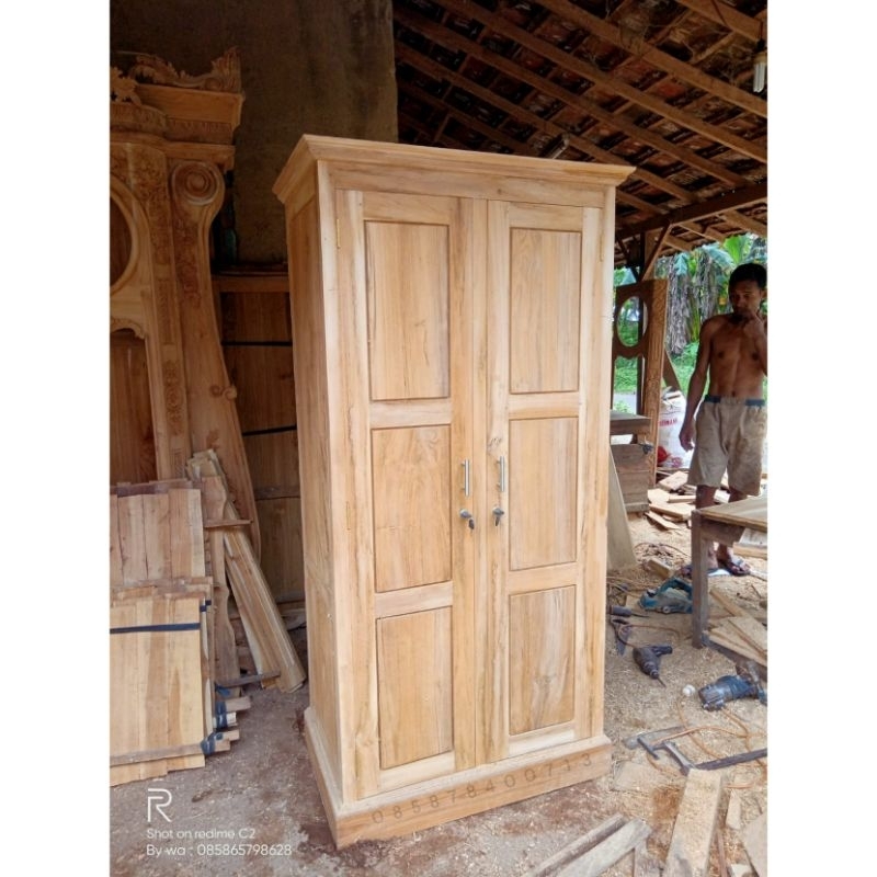 Lemari pakaian minimalis full Kayu Jati lemari baju Jati mentahan almari pakaian minimalis full Jati