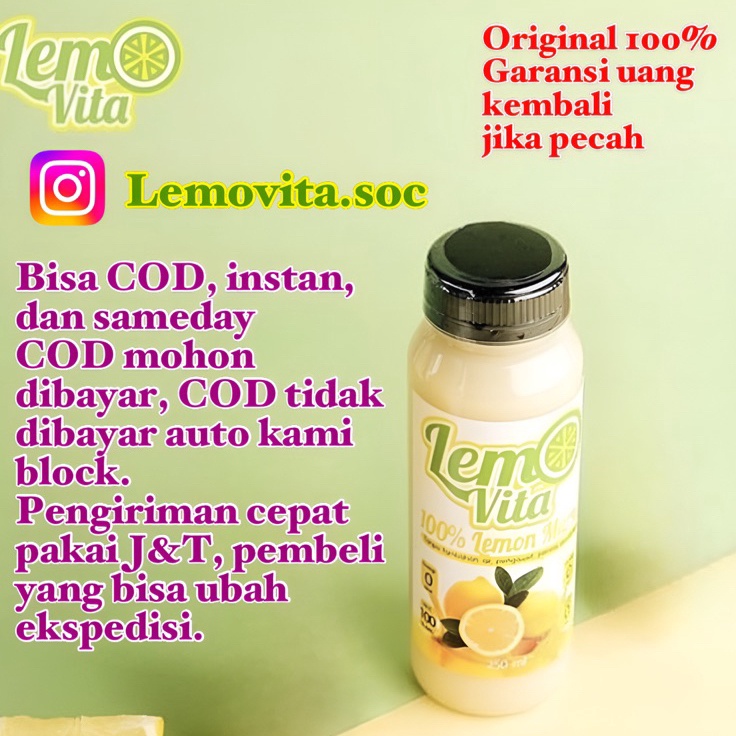 

[KODE D9BRV] BPOM LEMOVITA Pure Lemon Juice Sari Lemon Asli Murni 100% 250ml free bublewrap