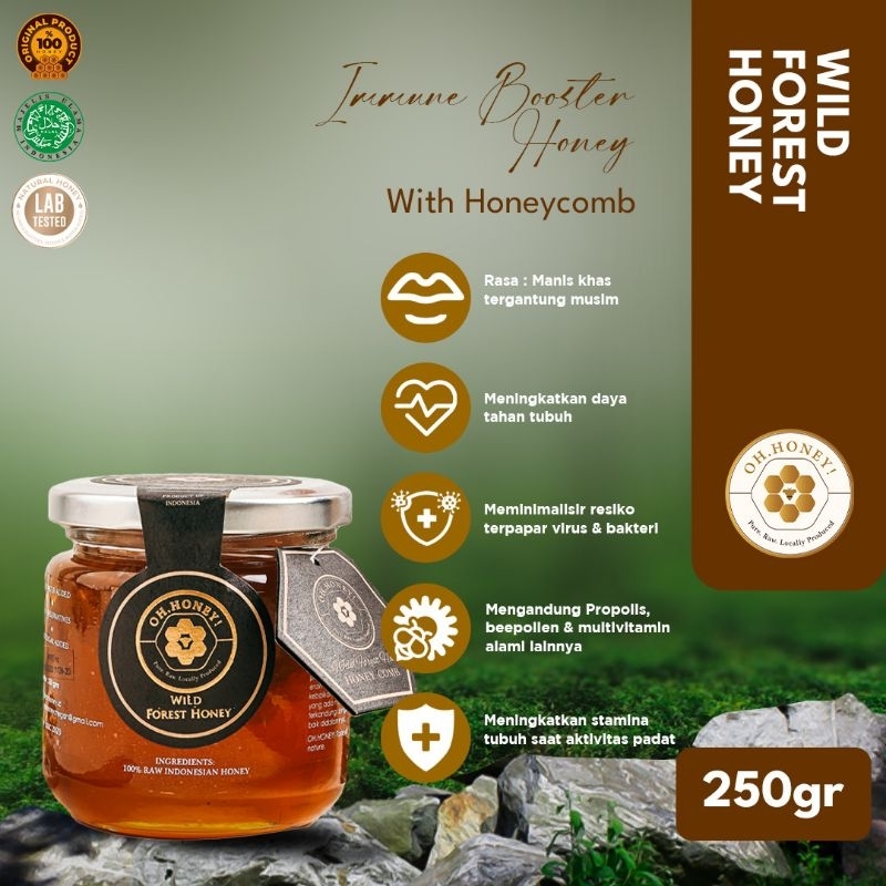 

Wild Forest Honey 250gr / Madu Hutan Asli Immun Booster Alami Dengan Madu Sarang 250gr