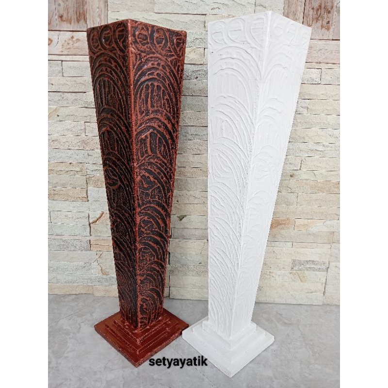 vas kayu tinggi 60 cm minimalis