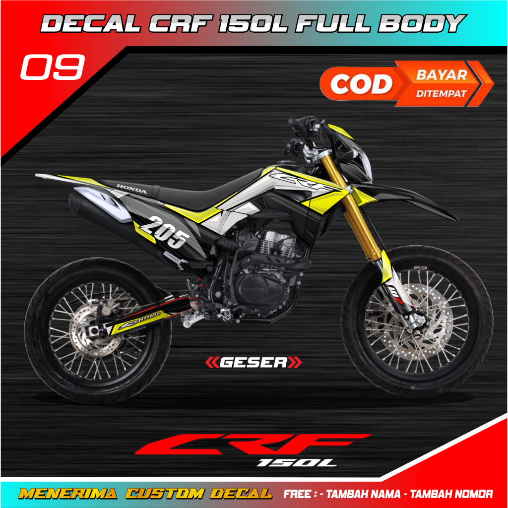 Decal Stiker Crf 150 L Full Body Supermoto Kuning