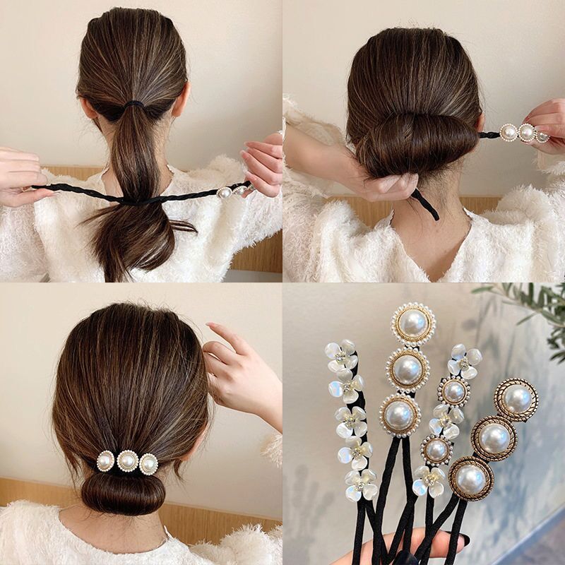 FAST DELIVERY Ikat Rambut Sanggul Jepit Wanita Modern Simple Korea Elegan Hair Bun Motif Mutiara