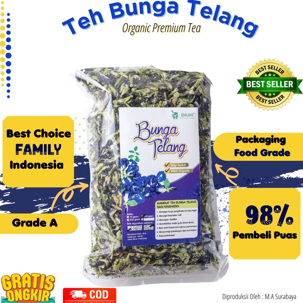 

Stok terbaru BUNGA TELANG ORGANIK 250 Gr/Teh Bunga Telang Kering/Teh Biru/ Butterfly Pea /