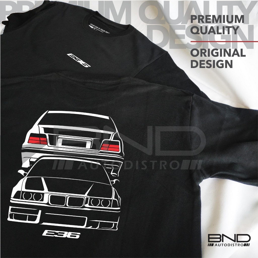 [BND] Kaos BMW E36 F&R - T-Shirt BMW Kaos E36 Kaos Mobil Kaos Distro pria