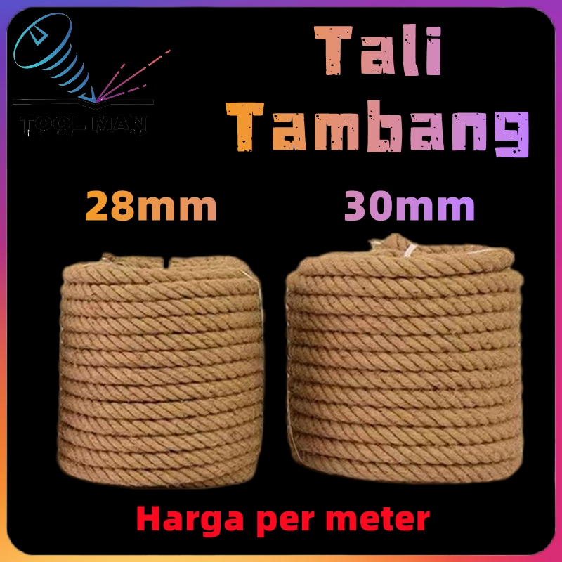 Tali tambang besar 28mm 30mm【Harga per meter】Tarik tambang / Tampar Manila Goni Dadung Coklat Kapal 