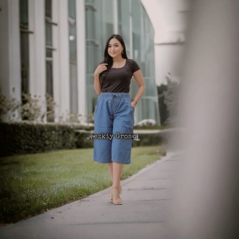 CELANA JEANS PENDEK 7/8 WANITA DEWASA // CELANA KULOD 7/8 PENDEK SANTAI WANITA DEWASA JEANS