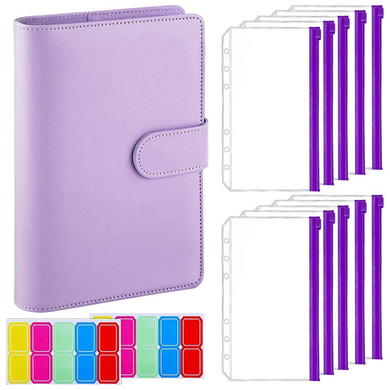 

Original A6 Binder Buku Harian & Perencana Tahun Akun Tangan Notebook Pengikat Kantong Penyimpanan Amplop Uang Kertas dengan 10 Pcs 6 Lubang Pengikat Folder Ritsleting Label Gratis 