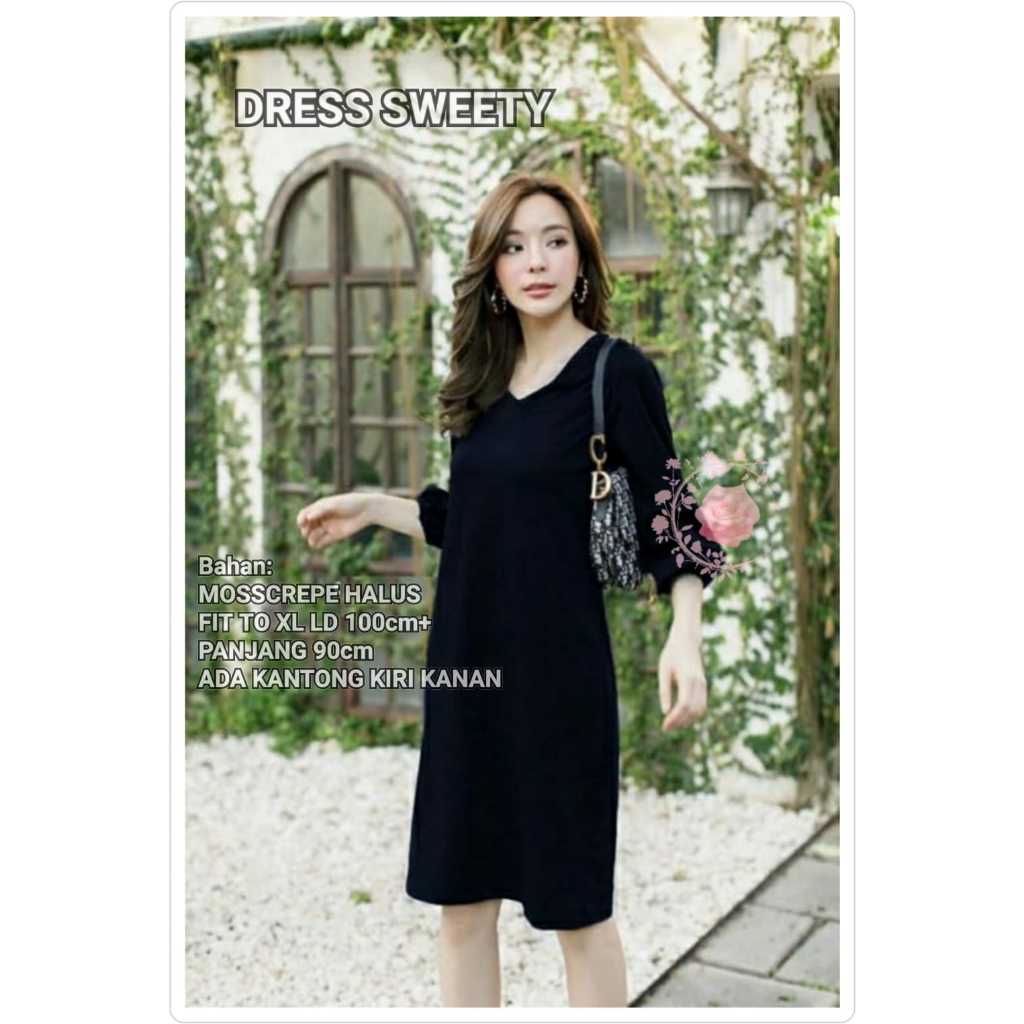DRESS SWEETY FASHION WANITA/ PAKAIAN KEKINIAN /SANTAI/KASUAL/LENGAN PANJANG