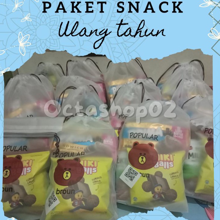 

VDRB0415 11.11 BUY 23 FREE 1, Paket Snack ulang tahun kemasan pouch besar/Snack ulang tahun anak