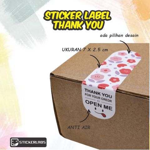 

Sticker Open Me Custom stiker panjang label open me sticker thank you label segel box isi 60 pcs.