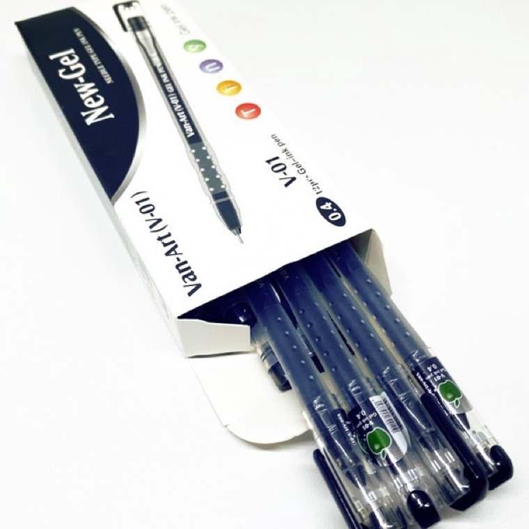 

RV45 (1 Pack) Bolpoin New Gel Van-Art V-01 HITAM (1pack 12pc), gel pen newjell zuixua pulpen apel 7171