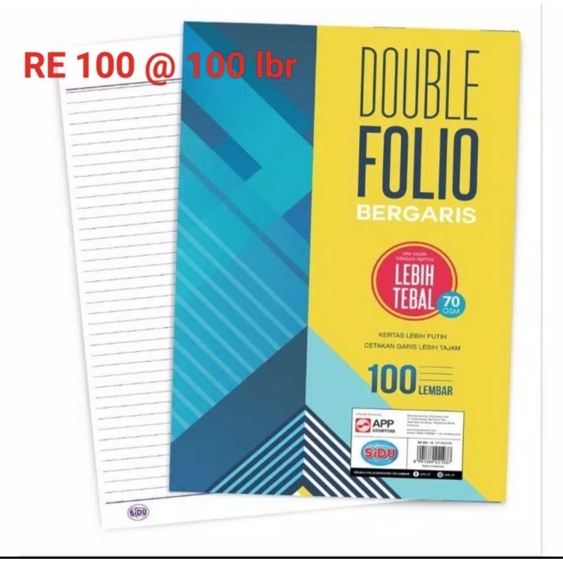 

Kertas Double Folio Bergaris @100 lbr SIDU