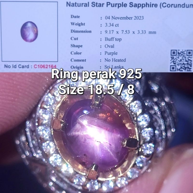 Natural reddish purple star sapphire ceylon safir srilanka