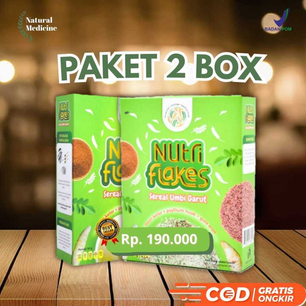 

Nutriflakes 2 Box - Sereal Umbi Asal Garut - Ampuh Atasi Asam Lambung, Maagh, dan Gerd