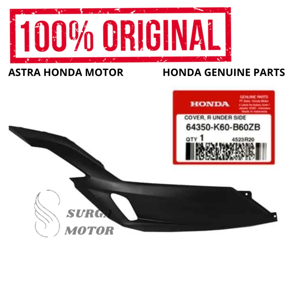 Cover Dek Lantai Kanan Bawah New vario 125 eSP K60R LED K2V Original Honda AHM 64350-K60-B60ZB Deck 