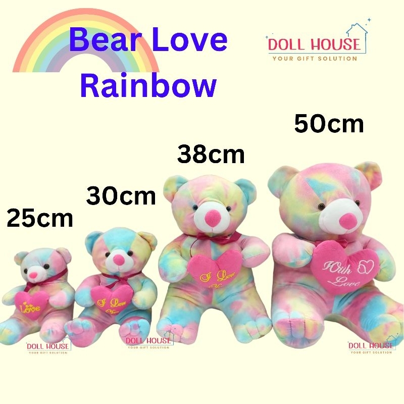 Boneka Beruang Rainbow Lucu / Boneka Bear Rainbow / Boneka Beruang Pelangi / Boneka Bear Pelangi