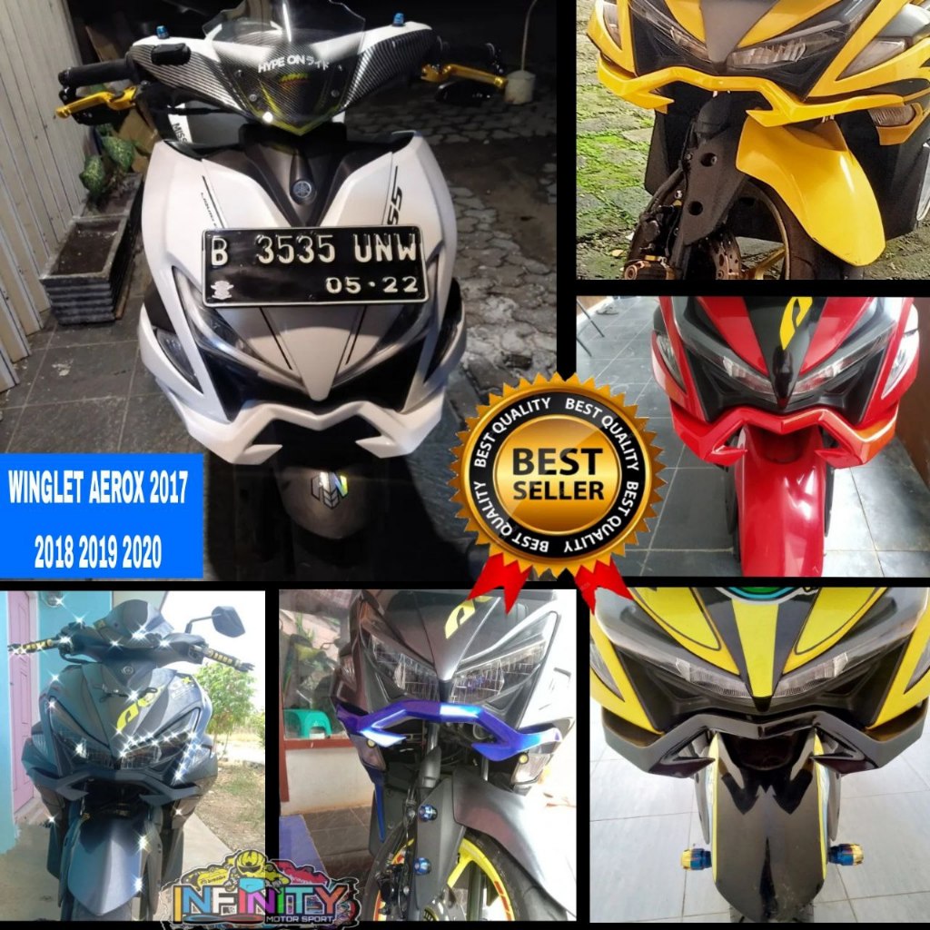 WINGLET AEROX 155 MODEL NEMO 2017 2018 2019 2020 WINGLET YAMAHA AEROX 155 NVX V1 MODELBAHANFIBER.