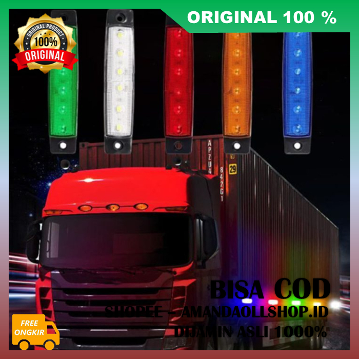BELI 1 GRATIS 1 Lampu Rambu Variasi Truk Lampu LED 6 SMD Samping Bak 24 Volt Anti Air Topi Kabin Tru
