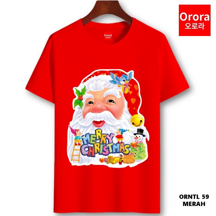 Orora Kaos Distro Premium NATAL - Baju Atasan Sablon Pria Wanita Warna Hitam Putih Ukuran S M L XL XXL XXXL keren Original ORNTL 60