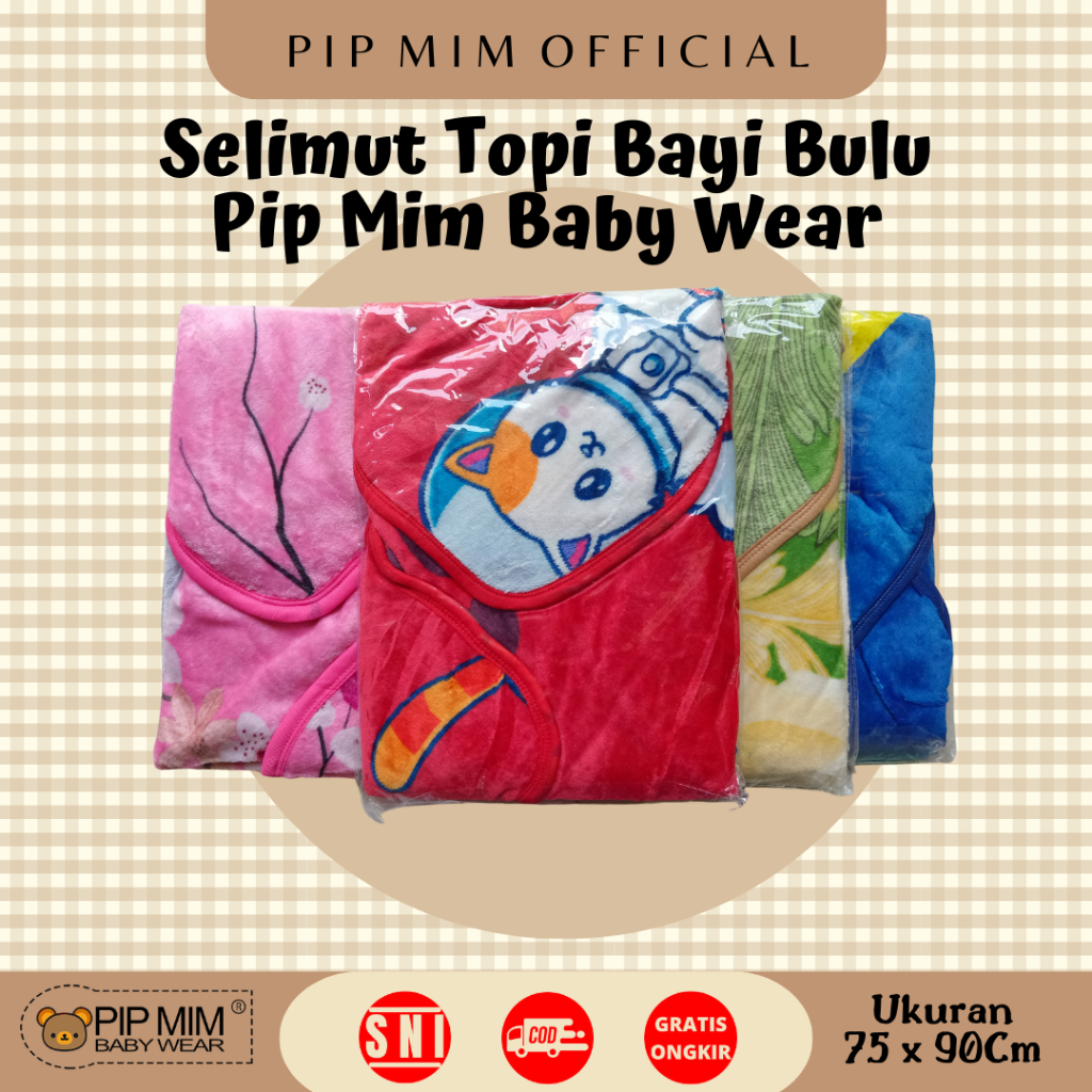 Pip Mim Baby - Selimut Topi Bulu Bayi JUMBO / Baby Blanket / Hoodie Blanket Baby Ukuran Jumbo 1 Pcs