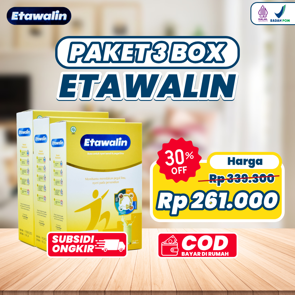 

PAKET 3 BOX SUSU ETAWALIN ORIGINAL SUSU KAMBING ETAWA ASLI ATASI MASALAH TULANG NYERI RADANG SENDI ASAM URAT COD GRATIS ONGKIR HALAL BPOM
