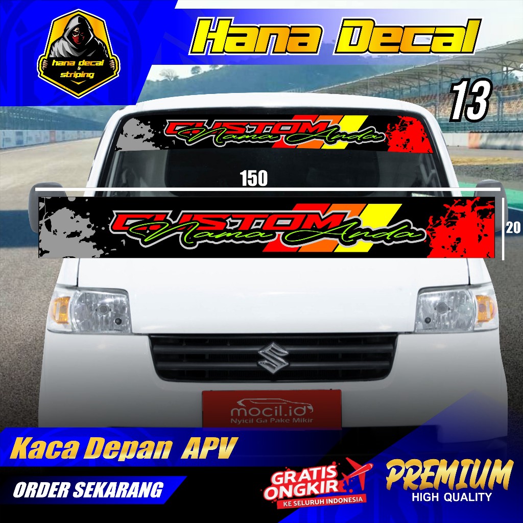 STIKER KACA DEPAN UNTUK MOBIL APV / ALL PICK UP HANA 013