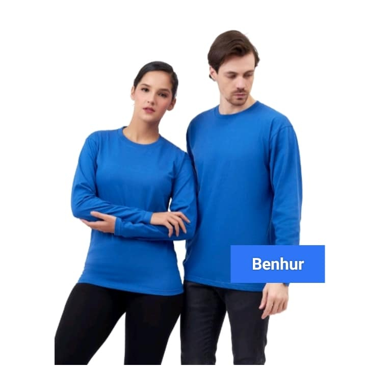 kaos polos lengan panjang - kaos polos biru benhur - kaos biru tua - KAOS PRIA LENGAN PANJANG - KAOS