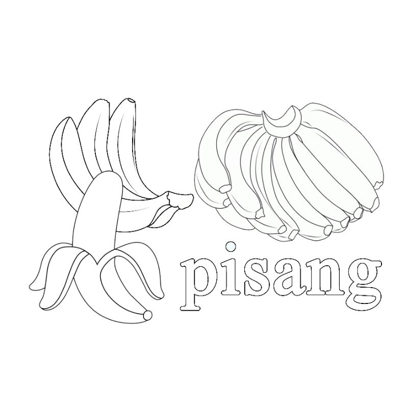 

Buku / lembar mewarnai gambar buah pisang