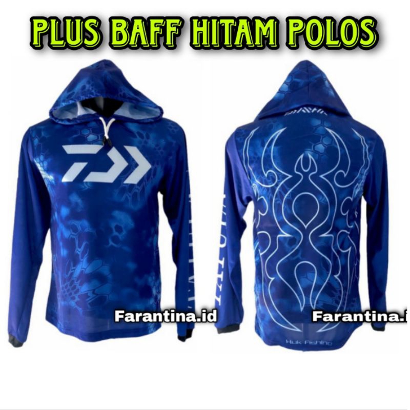Baju Jersey Mancing Plus Baff Hitam Polos Kaos Jersey Mancing Plus Baff Lengan Panjang