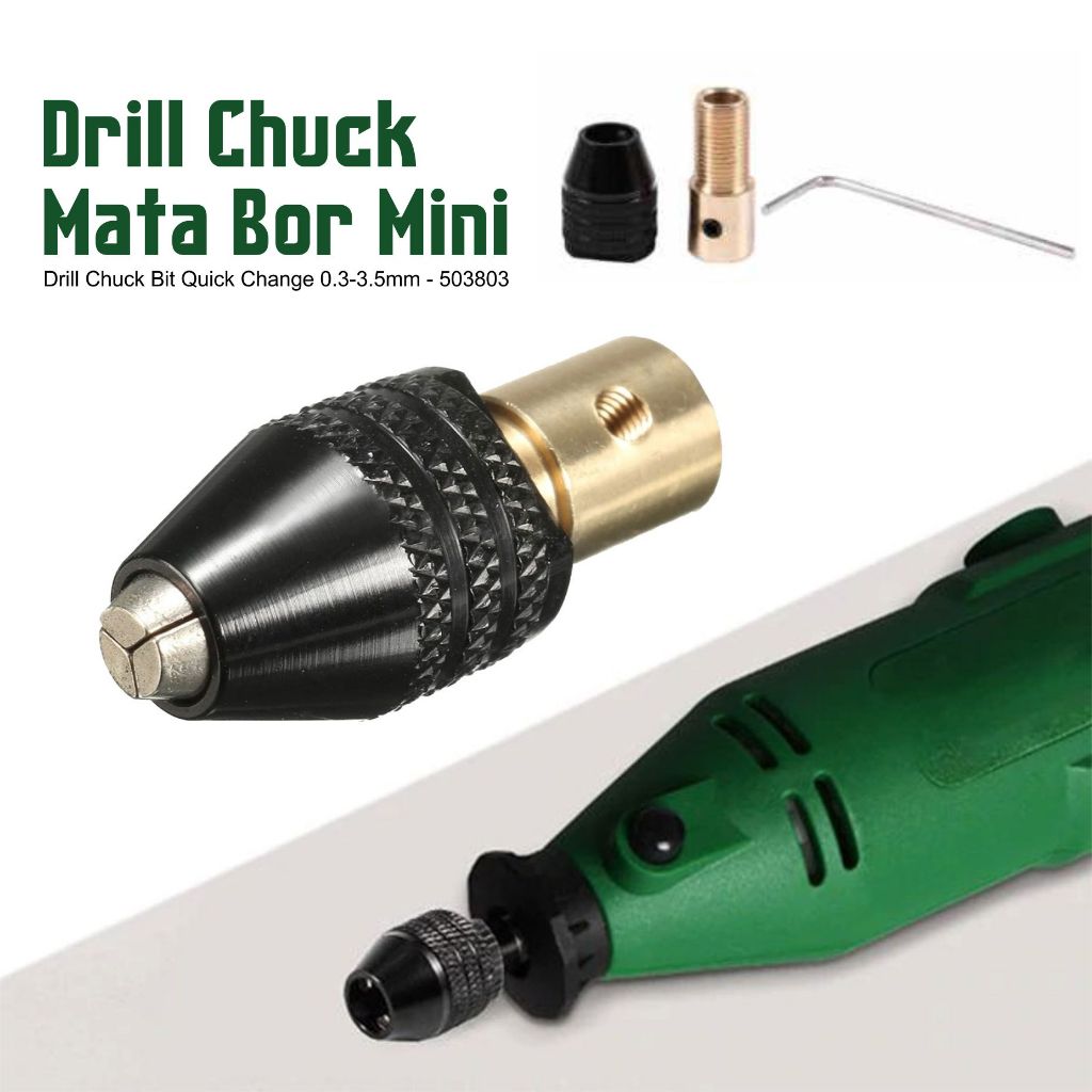 Chuck Mata Bor Mini & Kunci L  (Bit 0.3-3.5mm) - Xzante. Chuck Bor Mini.