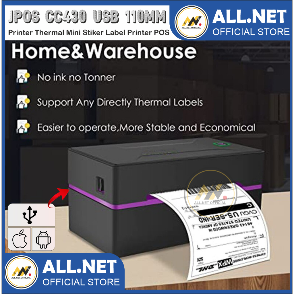 

Printer Thermal Mini Stiker Label Printer POS USB 110 mm - CC430 CETAK LABEL RESI ONLINE SHOP