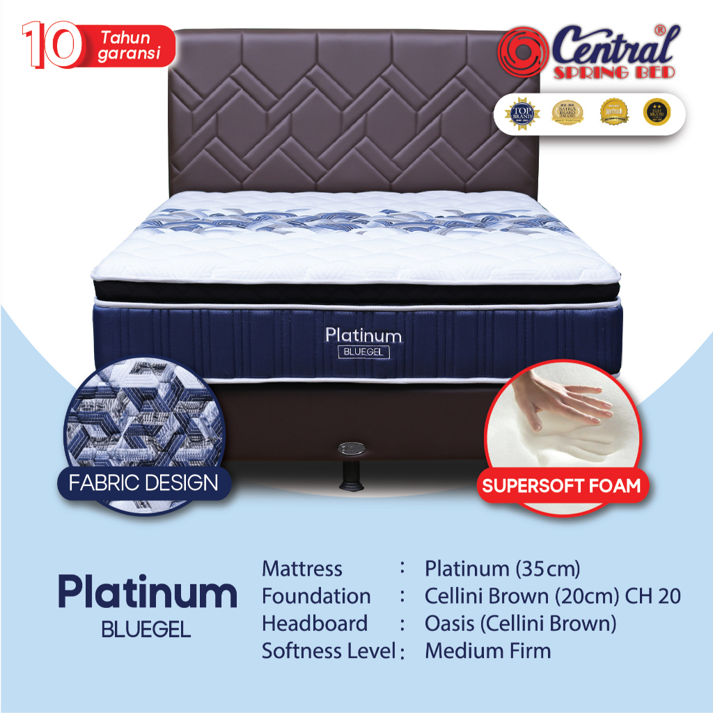 Kasur Central springbed Gold Platinum Pillowtop encasement foam