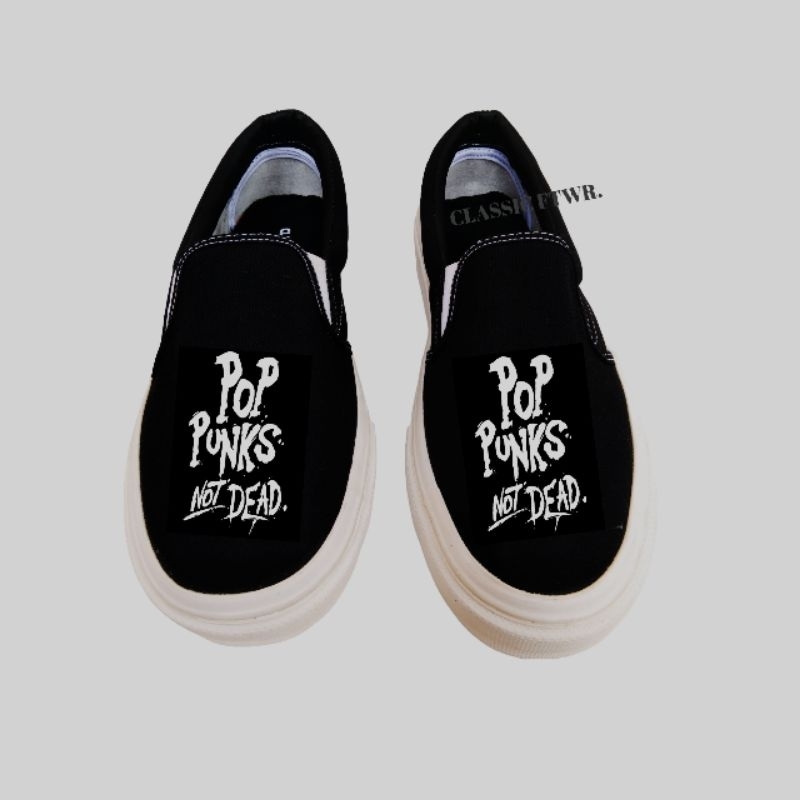 SEPATU SLIP ON POP PUNK NOT DEAD PREMIUM QUALITY|SEPATU MUSIC|SEPATU BAND