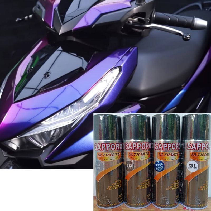 PAKET 4 KALENG pilox pylox cat pilox SAPPORO ULTIMATE warna bunglon XT06 bunglon midnight purple 400