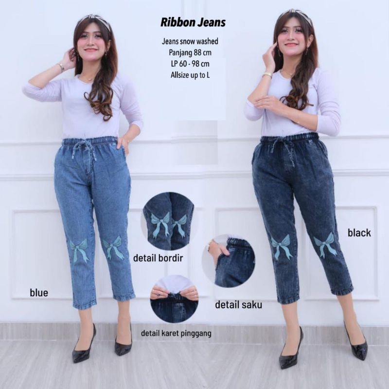 CELANA JEANS BORDIR PITA/ Celana Jeans Wanita / Celana Bordir