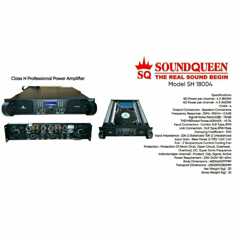 Power Amplifier Soundqueen SH 18004 Original 4Ch SH18004