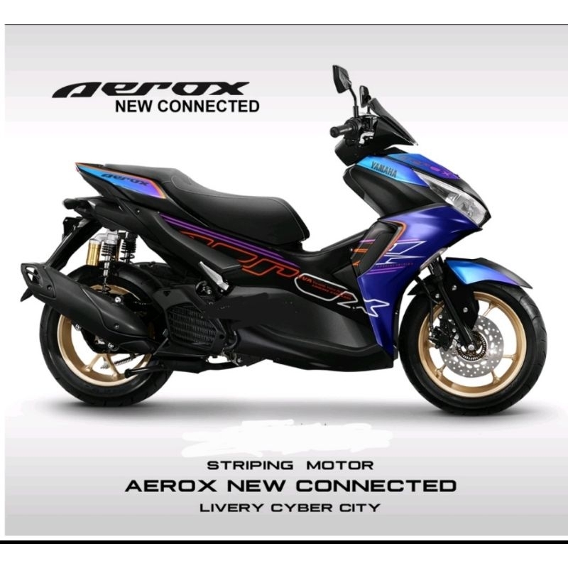 STRIPING MOTOR NEW AEROX CONNECTED 155 / STIKER YAMAHA AEROX LIVERY CYBER CITY