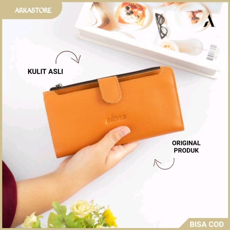Dompet Lipat Wanita Panjang Premium Kulit Sapi Asli ALONA EVELYN Wallet Lucu Aesthetic Murah Terbaru
