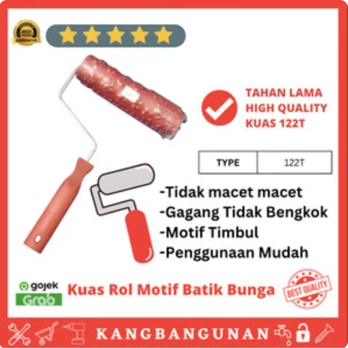 Kuas Roll Alat Cat Dinding Motif Tembok Wallpaper