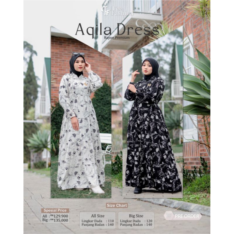 GAMIS RAYON ✓ AQILA GAMIS FEE FASHION MOTIF BUNGA BISA COD ✔️